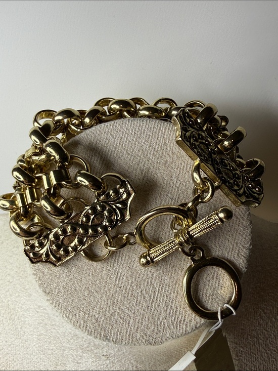 Classic Jewelry - NWT 2028 offshoot of 1928 Classic Polished Gold Multi-Row Link Bracelet figure 8